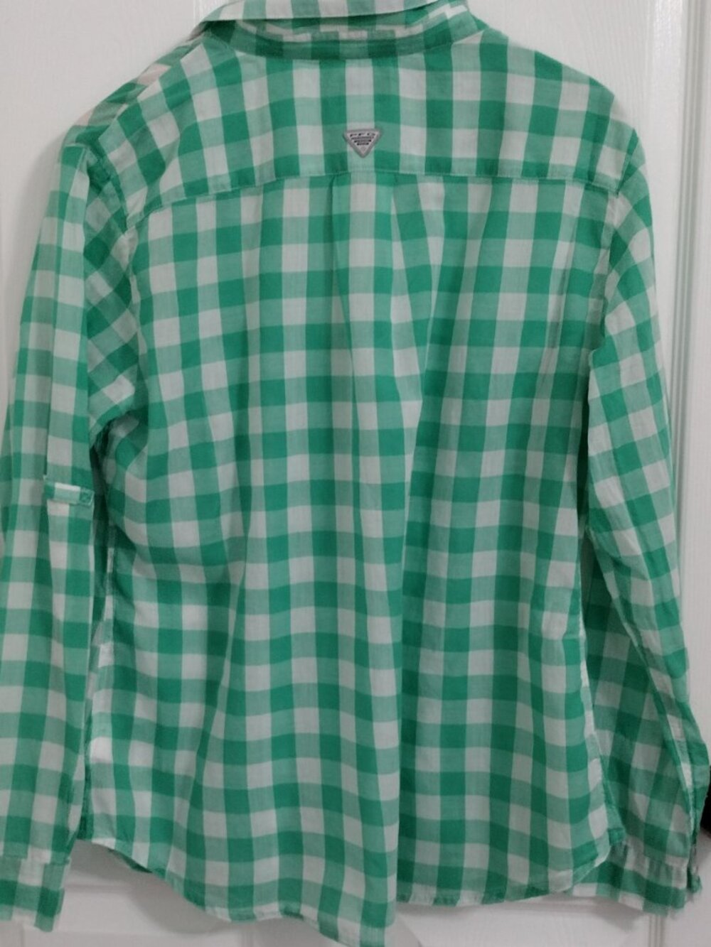 Columbia PFG Womens XL Green White Gingham Plaid Fishing Shirt Long Sleeve NWOT - Picture 8 of 9